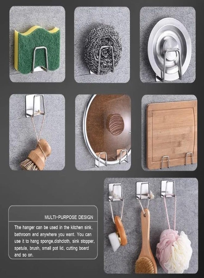 MATSON 2pcs Sponge Holder Self Adhesive Sponge Holder for Kitchen Sink Caddy Stainless Steel Rust Proof Waterproof Quick Drying (A-Silver) - Image 2